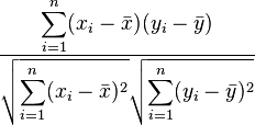 Pearson's coefficient of correlation